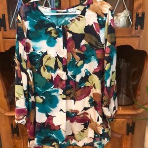 CL Liz Claiborn colorful silky floral top